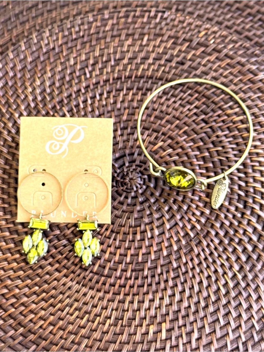 Plunder Yellow Crystal Dangle Earrings with Matching Bangle